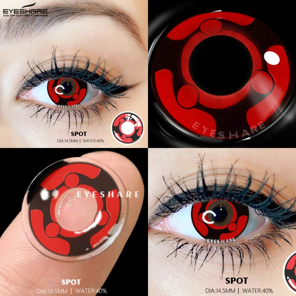 Ihomed 1 Pair Sharingan Contact Lenses for Eyes Cosplay Lenses Red Anime Lense Hatake Kakashi Lenses Yearly Eyes Contact Lens