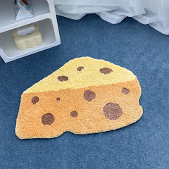 Ihomed Tufting Cheese Bathroom Mat Soft Cartoon Food Pad Living Room Carpet Anti-slip Hallway Rug Kawaii Home Nursery Decor 50x80cm