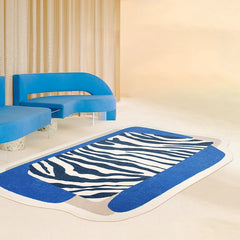 Ihomed Zebra Striped Living Room Large Area Carpets Irregular Bedroom Carpet Blue Anti-slip Balcony Rugs Fluffy Soft Cloakroom Rug 양탄자