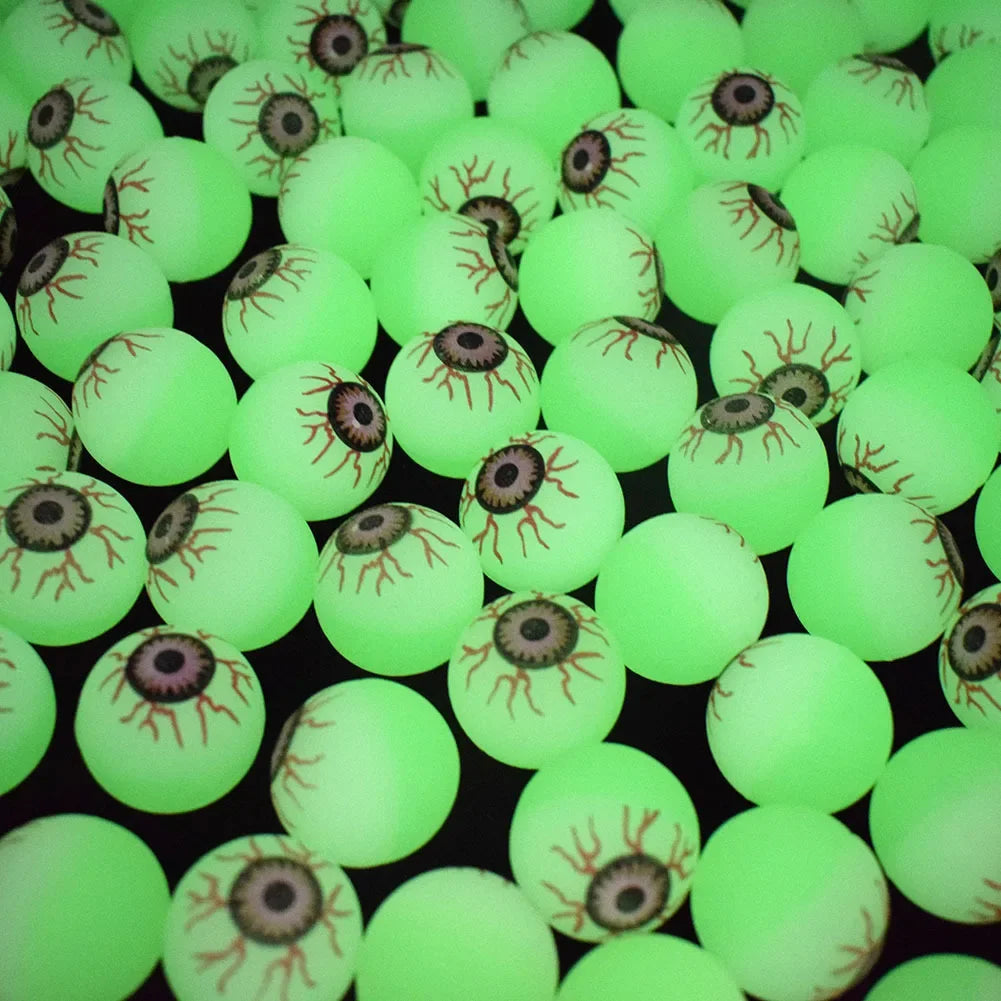 Ihomed 10pcs Glow in The Dark Eyeball 32MM Bouncy Ball Halloween Supplies Toys Horror Luminous Scary Ball Kids Toys Gift Fake Eyeballs