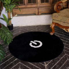 Ihomed Artistic Cosy Switch Button Home Rug Black White Round Indoor Bedside Floor Mats Cloakroom Living Room Area Decorative Carpet