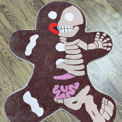 Ihomed Gingerbread Skeleton Printed Rug, Cartoon Customized Anti-Slip Carpet, Christmas Decor Halloween Gift Seeing Ghost Bedroom Rug