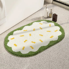 Ihomed Tufted Cake Bathroom Mat Soft Oval Area Rug Bathmat Tub Side Floor Absorbent Anti Slip Pad Cartoon Doormat Aesthetic Home Decor