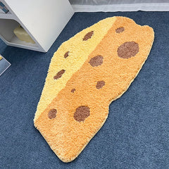 Ihomed Tufting Cheese Bathroom Mat Soft Cartoon Food Pad Living Room Carpet Anti-slip Hallway Rug Kawaii Home Nursery Decor 50x80cm