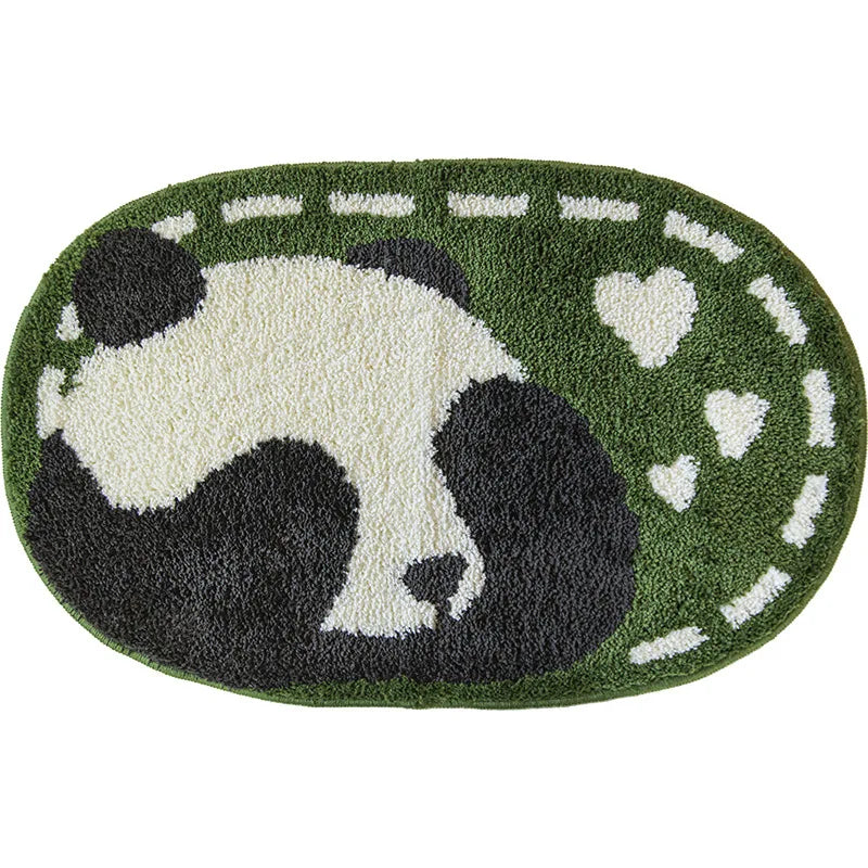 Ihomed Cartoon Tufted Carpet Oval-Shaped Household Anti-Dirty Rug Bathroom Absorbent Non-Slip Mat