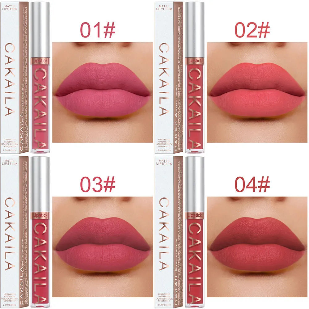 Ihomed Matte Liquid Lipstick Nude Brown 18 Colors Waterproof Lasting Non-stick Cup Velvet Nude Red Lip Gloss Lint Tube Makeup Cosmetics