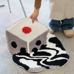 Ihomed Dice Tufted Rug Cute Shape Bedside Soft Carpet Non-Slip Flocked Carpet Room Fashion Cartoon Decoration Melting Rug