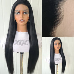 Ihomed Black Wig Straight Synthetic Lace Front Wig Glueless Wig Ready to Wear Long Black Wig Synthetic Hair Lace Frontal Wigs for Women