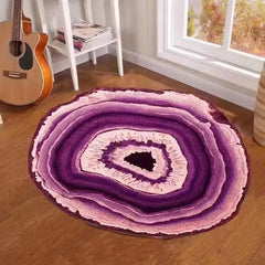 Ihomed 3D Wooden Grain Carpet Round Annual Rings Living Room Area Rug Kids Bedroom Play Rug Chair Mat Doorway Rugs Non-Slip Bath Mat