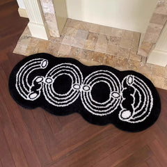 Ihomed Black White Tufting Letters Rug Long Bedside Mat Soft Bedroom Living Room Carpet Playmat Floor Pad Aesthetic Home Decor 48x120cm