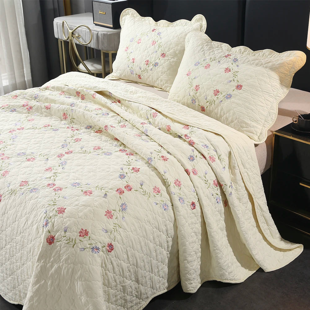 Ihomed 3pc cotton Bedspread on the bed French style bed linen summer blanket quilt set mattress topper double bedspreads and coverlets