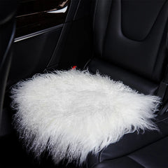 Ihomed Natural Wool Fur Seat Cushion Soft Round Square Solid Chair Sofa Pad Home Office Car Warm Decor for Autumn Winter