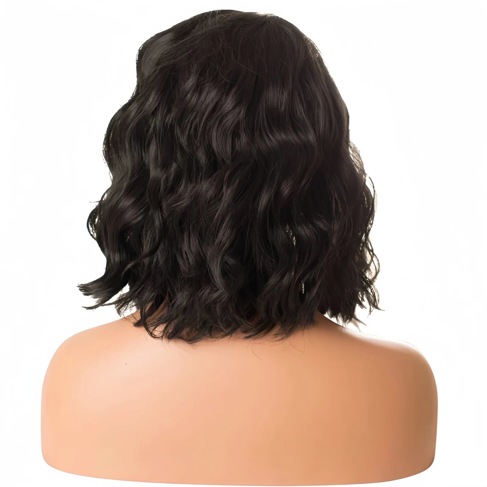 Ihomed Short Black Wavy Wig for Women Synthetic Lace Front Wig 12 Inch Shoulder Length Side Part Bob Curly Wig 13x4 Frontal Daily Use