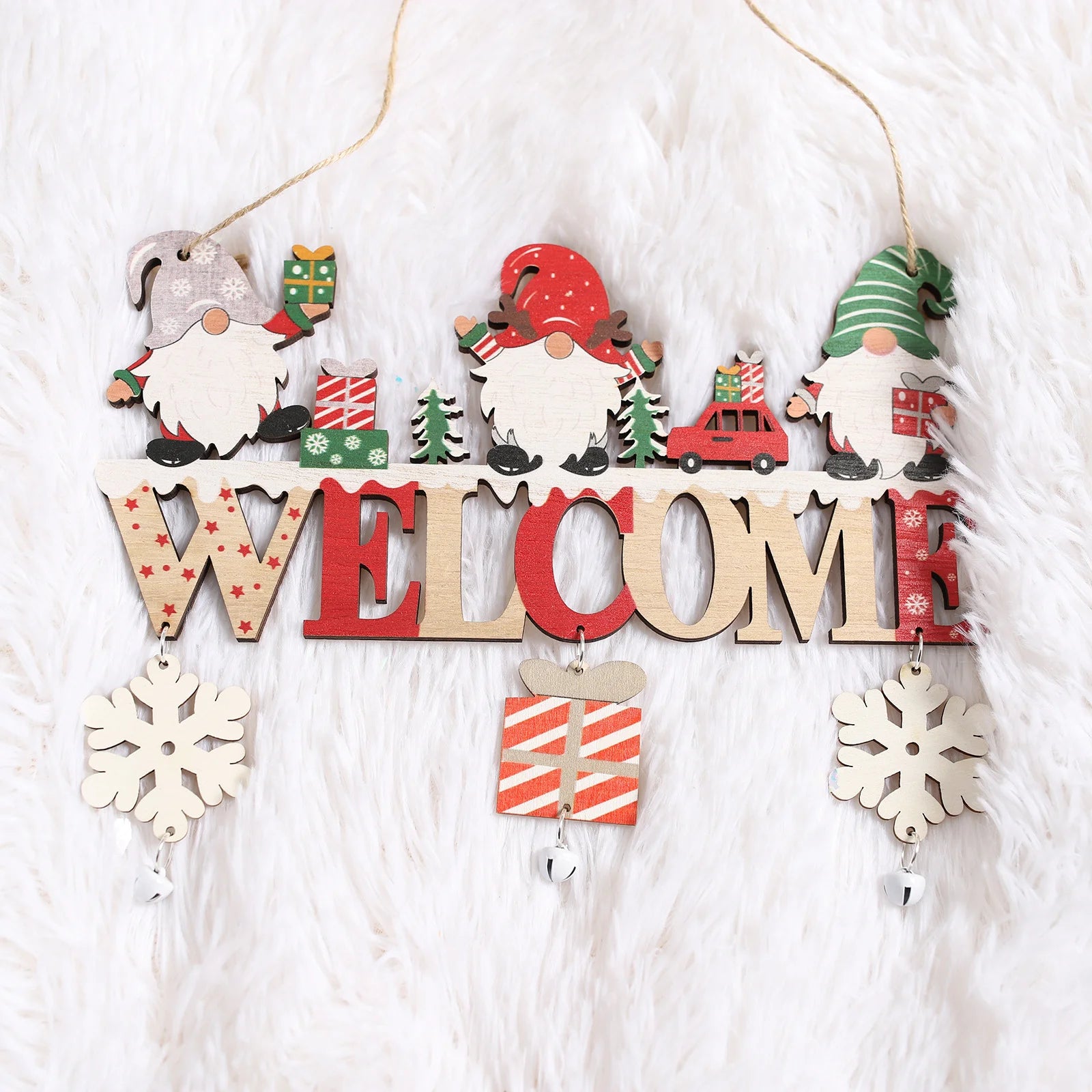 Ihomed Wooden Christmas Pendants Door Wall Xmas Decor Christmas Tree Hanging Ornaments Happy New Year 2025 Naviidad Decor For Home