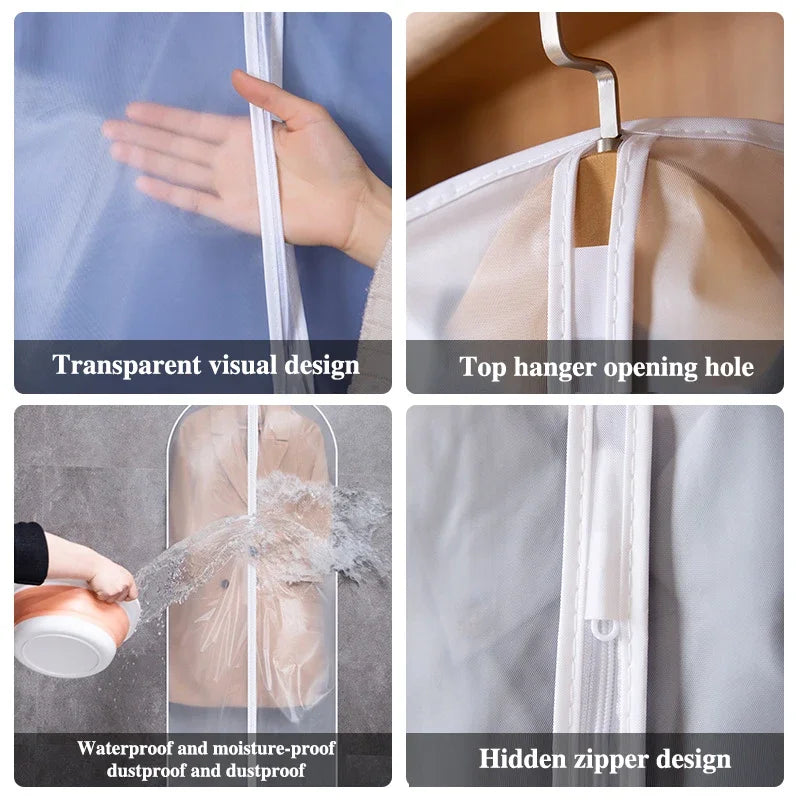 Ihomed Dust Proof Garment Protector Cover Bag Fully Enclosed Clothes Cover with Zipper Clothes Bags Hanging Durable Clothes Storage Bag