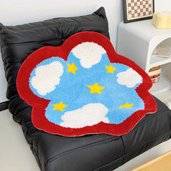 Ihomed Nordic Tufting Sky Star Living Room Carpet Soft Flower Shape Children Play Pad Anti-slip Rug Mat Kawaii Home Tidy Decor 90x90cm