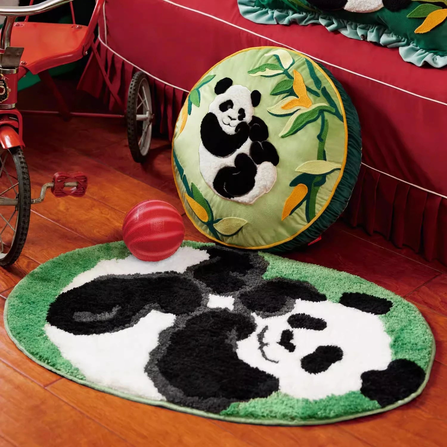 Ihomed Tufting Panda Bathroom Mat Soft Cartoon Animal Kids Room Pad Living Area Carpet Anti-slip Rug Kawaii Home Nursery Decor 50x80cm