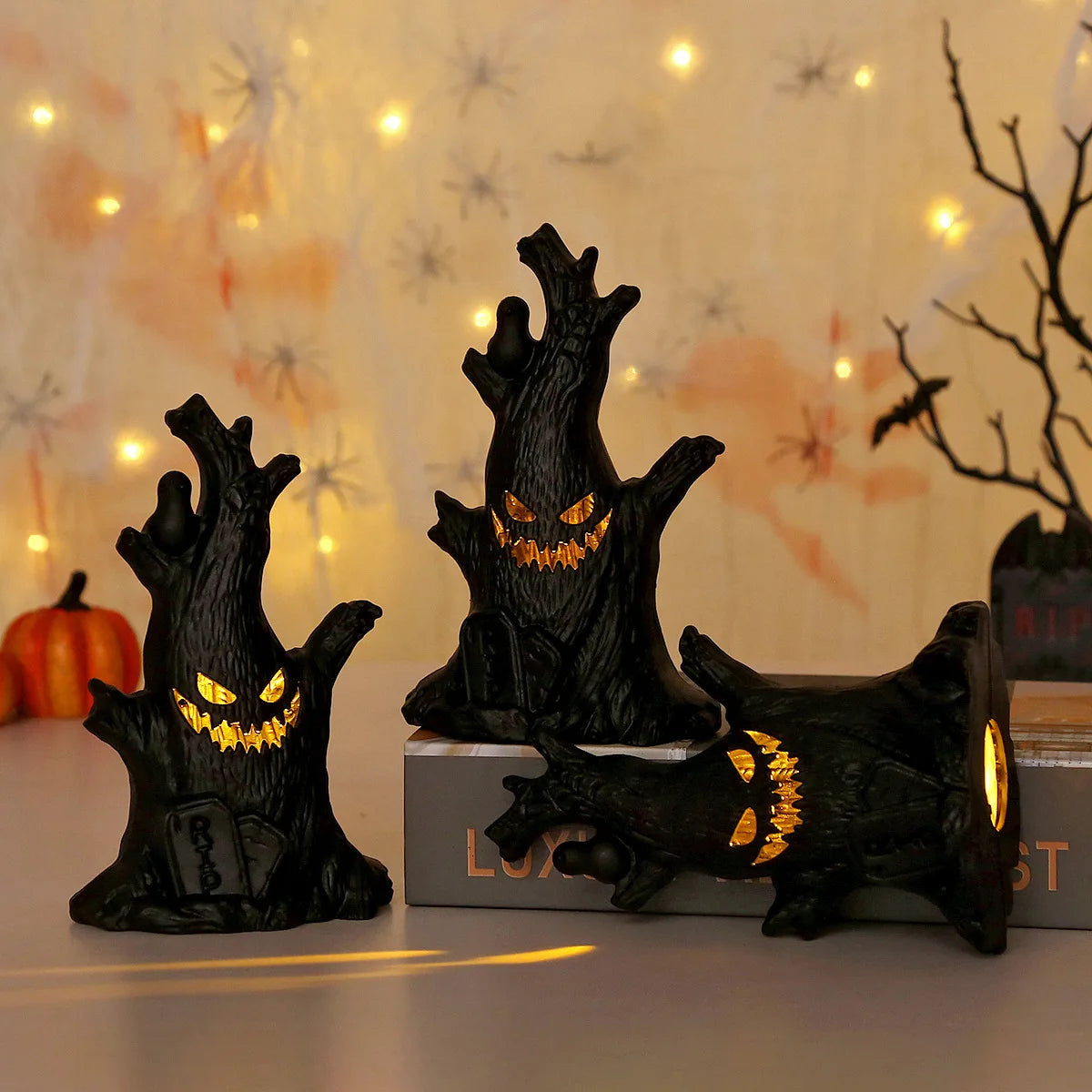 Ihomed Halloween Ghost Tree Led Glow Ghost Lights Horrific Atmosphere Home Decoration Party Supplies Gifts for Children and Adults New