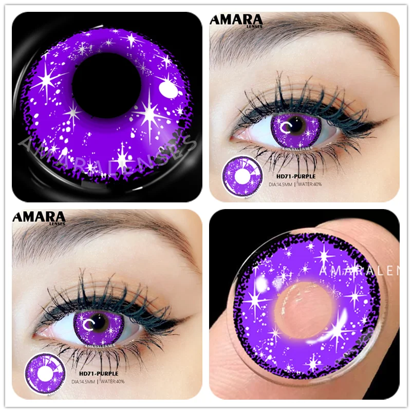 Ihomed Yellow Contact Lenses for Eyes 2pcs Anime Cosplay Colored Lenses Purple Crazy Halloween Lenses Contact Lens Beauty Makeup