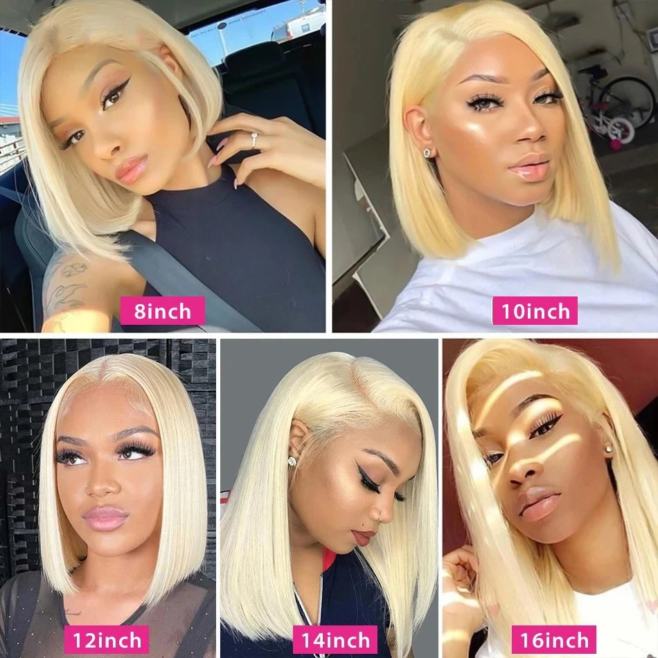 Ihomed Short Cut 613 Bob Wig Pre Plucked Bone Straight Blonde 613 Hd Lace Frontal Wigs 13x4 HD Lace Front Human Hair Wigs Glueless Wig