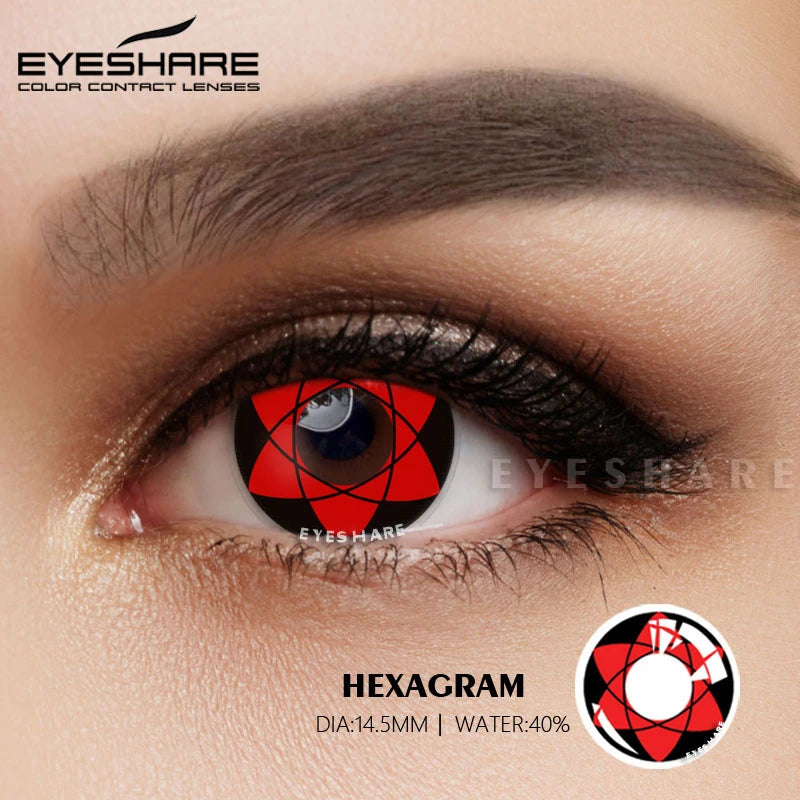 Ihomed 1 Pair Halloween Cosplay Color Contact Lenses Red Corled Lenses Beautiful Pupil Lenses Crazy Contacted Lens Eye Make Up