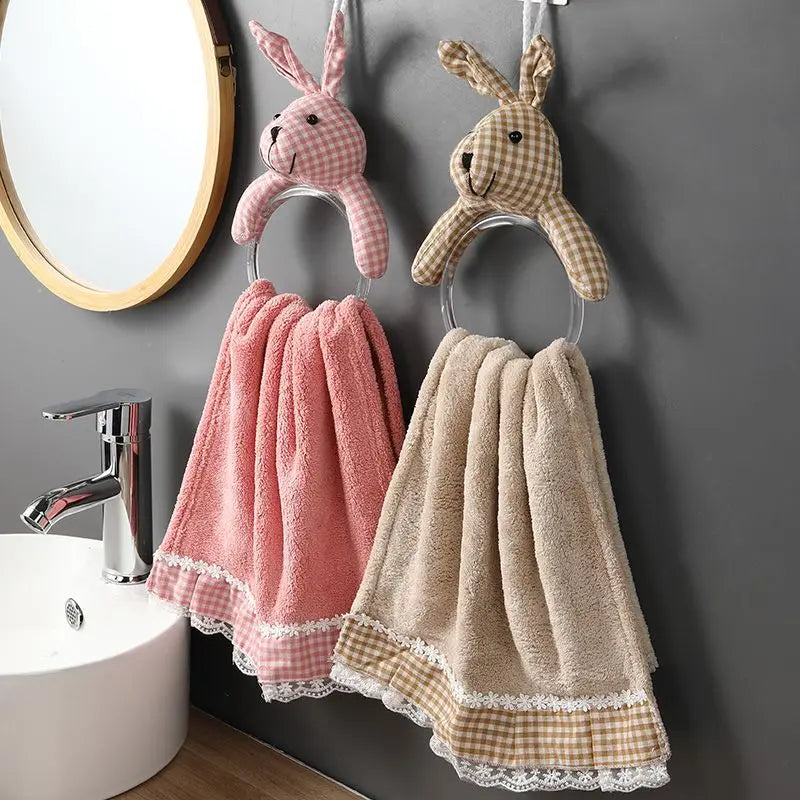 Ihomed Circular Rabbit Hand Towel Hanging Quick Drying Handkerchief Kitchen Bathroom Acceesories Household Microfiber Towel Cute 2025