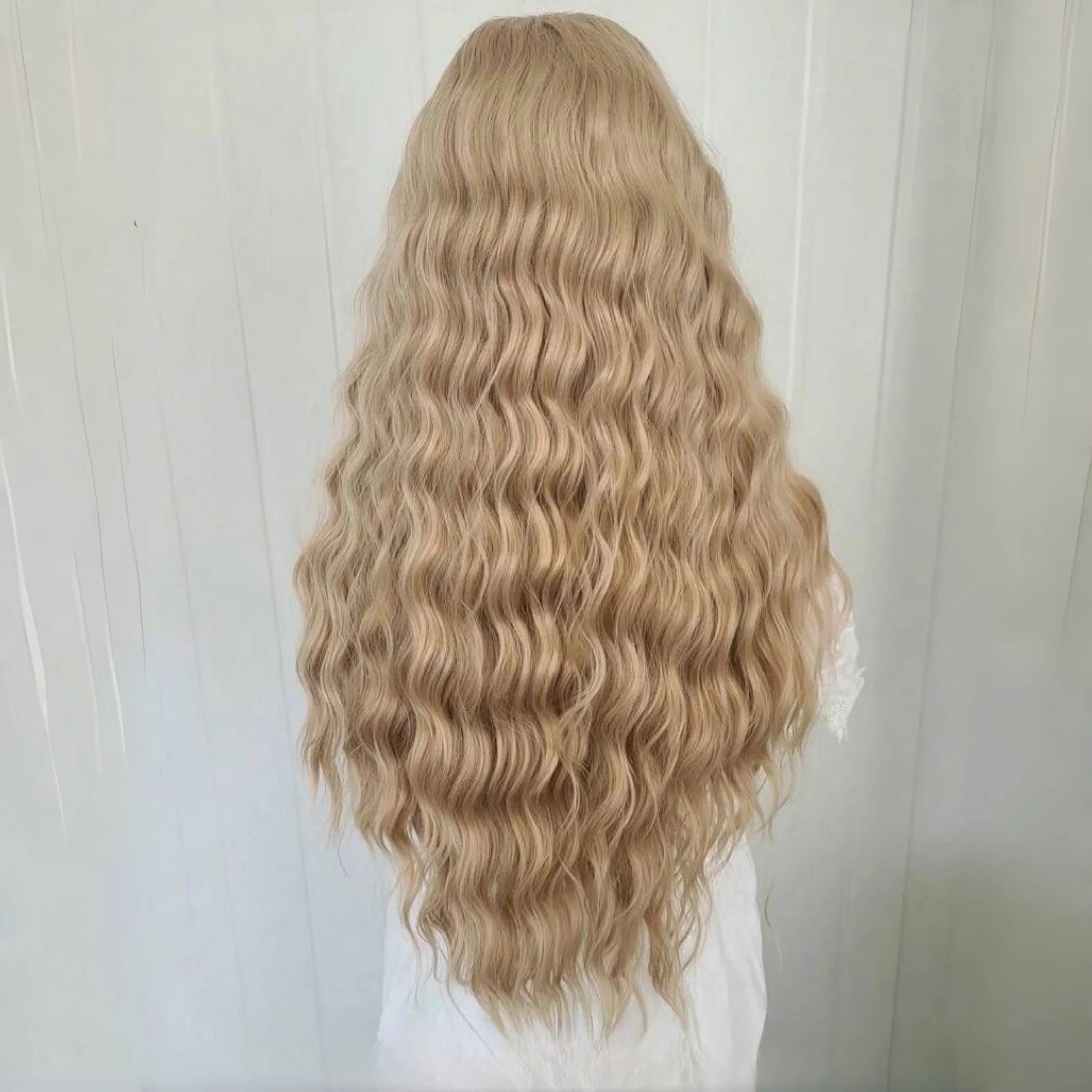 Ihomed Ash Blonde Wig Deep Wave Synthetic Lace Front Wig Long Curly Natural Wavy Colored Hair 13X4 Lace Frontal Wigs for Women Party