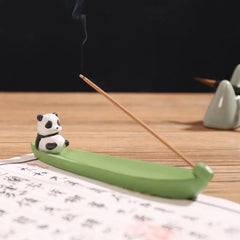 Ihomed Cartoon Resin Animal Shape Incense Stick Holder Leaf Shape Line Incense Burner Table Crafts Sandalwood Coil Base Home Decoration