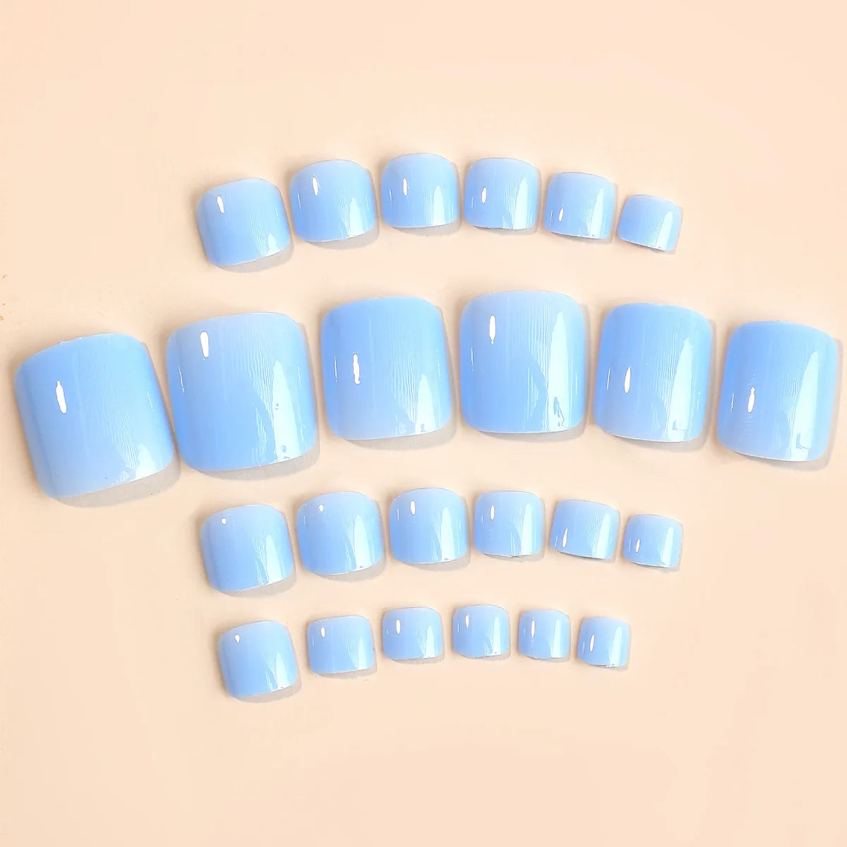 Ihomed 24pcs Pure Color False Toenails Simple Glossy Fake Toenails Wearable Full Cover Ins Square Fake Toenail Patch for Girl Women