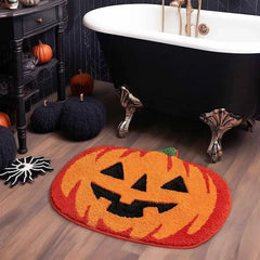 Ihomed Halloween Pumpkins Floor Door Mats Waterproof Kitchen Flannel Carpets Hallway Rugs Bedroom Bathroom Non-Slip Entrance Doormat