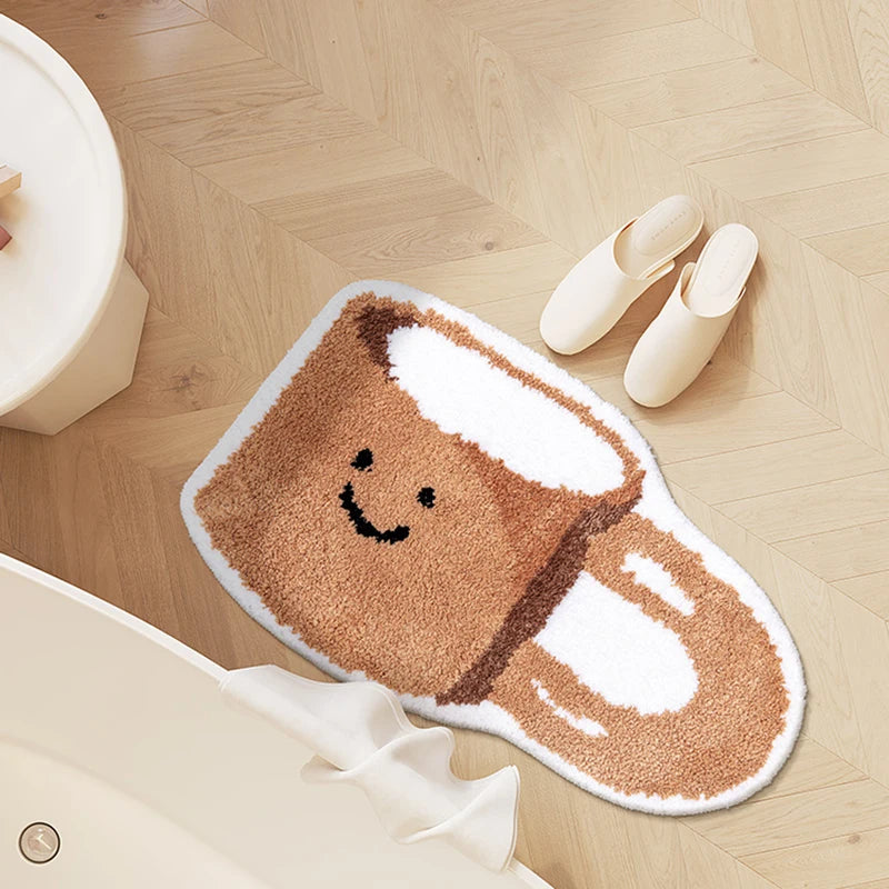 Ihomed Tufting Food Bathmat Funny Taiyaki Coffee Cup Bathroom Mat Soft Rug Bedroom Carpet Floor Safety Pad Aesthetic Home Room Decor