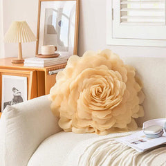 Ihomed 55x55cm Cushion Case Luxury Handmade Flower Rose Tulle 3D Pillow Cover Sofa Pillowcase Home Decoration (Without Filling)