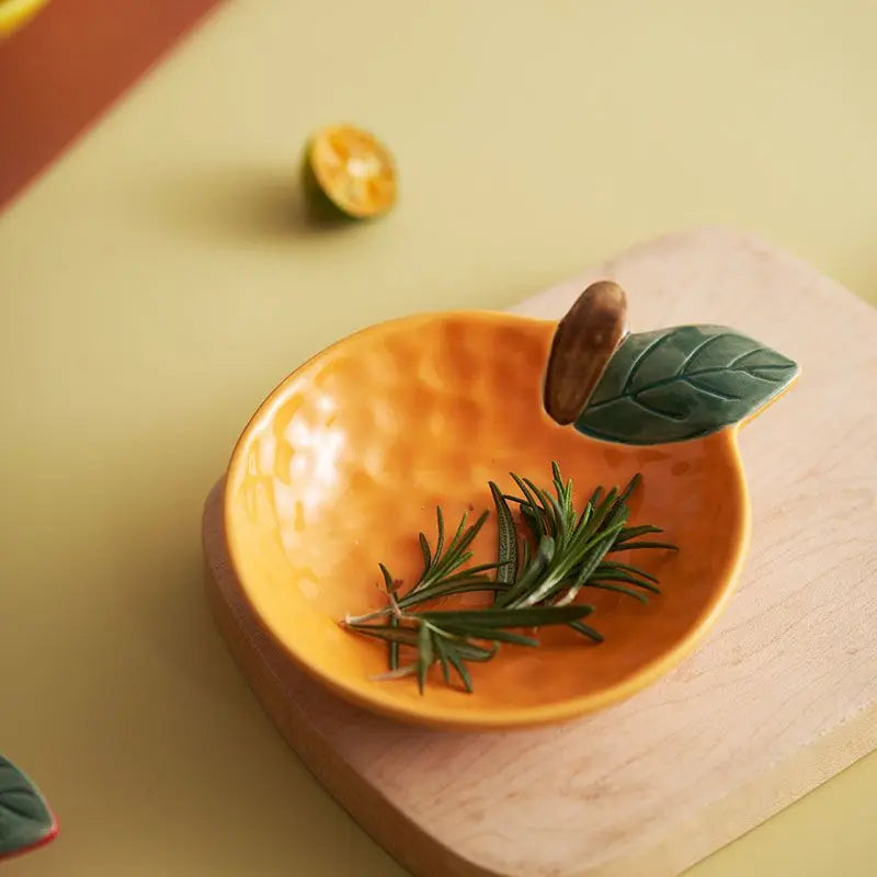 Ihomed Japanese Style Ceramic Fruit and Dish Plate : Perfect for Home and Kitchen Decor Apple Pear Lemon Dinner Plate Kitchen Acceesor