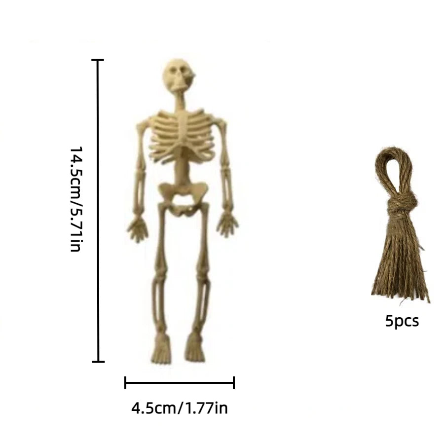 Ihomed 5PCS Decor Halloween Mini Plastic Skull Skeleton Decoration Favors Hanging Toys for Craft Halloween Party Decorations