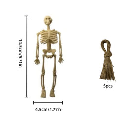 Ihomed 5PCS Decor Halloween Mini Plastic Skull Skeleton Decoration Favors Hanging Toys for Craft Halloween Party Decorations