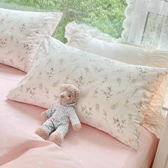 Ihomed Ins Pink Flowers Bedding Set Bed Sheet Pillowcase Twin Full Queen Size Bed Linen Women Girls Floral Duvet Cover Set No Filling