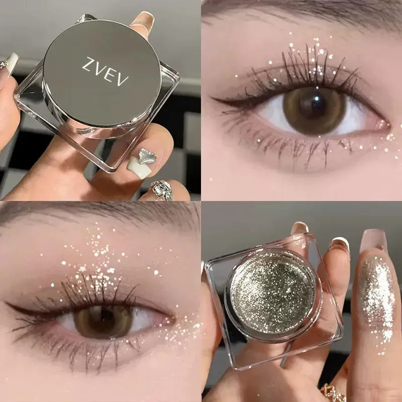 Ihomed Metallic Eyeshadow Palette Gel Texture Diamond Smoky Monochrome Glitter Body Highlighter Powder Cream Brighten Shiny Eyes Makeup