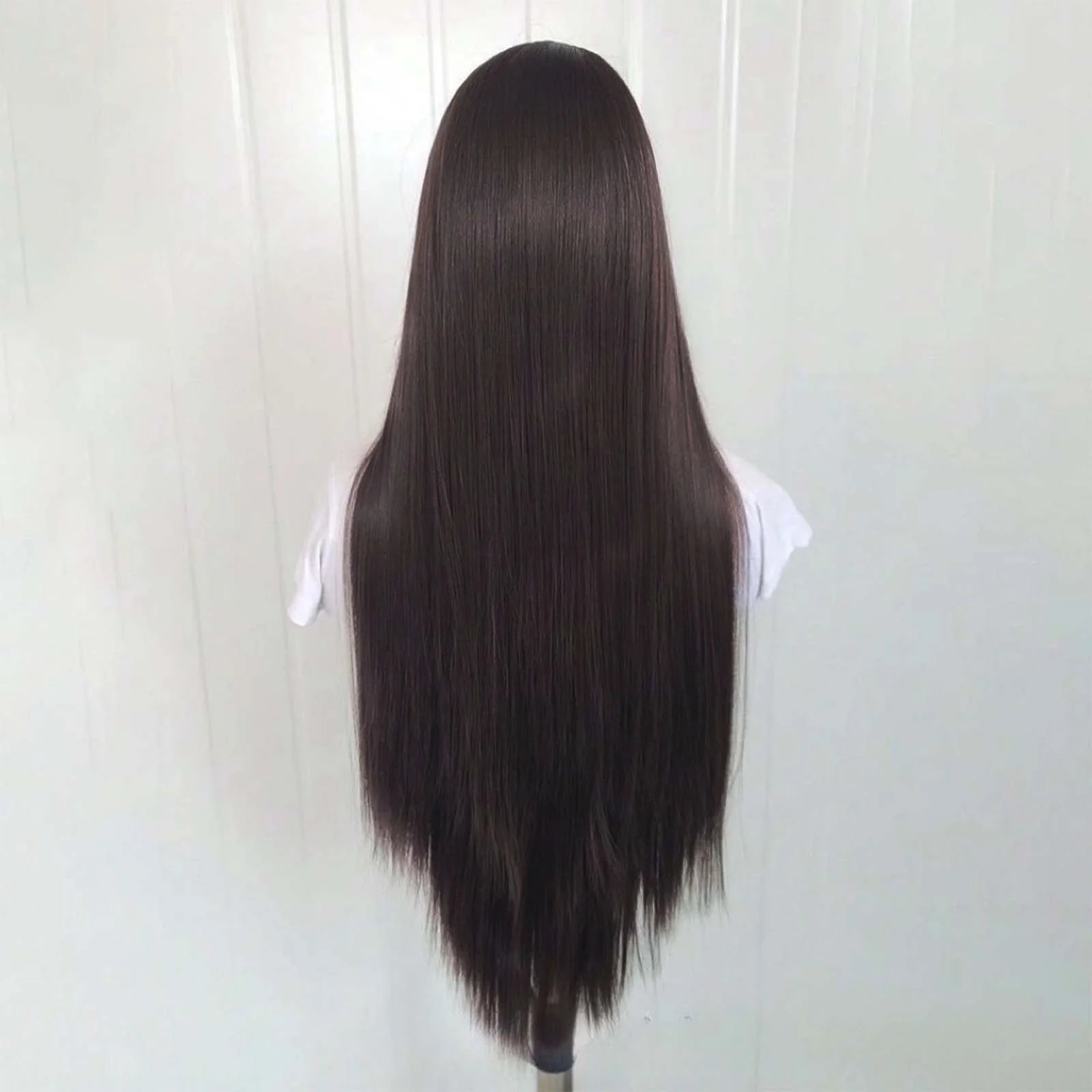 Ihomed Dark Brown Wig Long Straight Synthetic Lace Front Wig Glueless Chocolate Brown Hair Lace Frontal Natural Wigs for Women Brunette