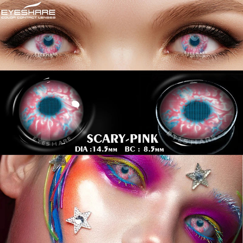 Ihomed Color Contact Lenses For Eyes 1Pair Anime Cosplay Colored Lenses Blue Red Halloween Lenses Contact Lens Beauty Makeup