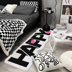 Ihomed Letter Bedside Rug Trendy Design Girls Bedroom Decor Bedside Carpet Mat Hip Hop Pop GOOD LUCKY Carpet