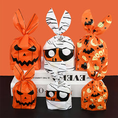 Ihomed 25/50pcs Halloween Cookies Candy Bags Trick Or Treat Ghost Pumpkin Rabbit Ear Snack Gifts Packing Bags For Halloween Party Decor