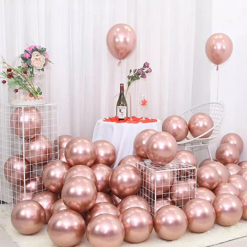 Ihomed 12pcs Rose Gold Number Heart Foil Balloons Birthday Party Decorations Kids Girl Boy 1 2 3 4 5 6 7 8 9 Year Old Metallic Supplies