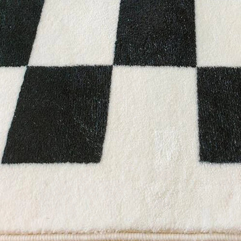 Ihomed Retro Checkerboard Carpet Large Area Decoration Living Room Sofa Rug Bedroom Cloakroom Bathroom Thick Polyester Furry Floor Mats