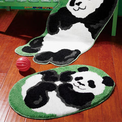 Ihomed Tufting Panda Bathroom Mat Soft Cartoon Animal Kids Room Pad Living Area Carpet Anti-slip Rug Kawaii Home Nursery Decor 50x80cm