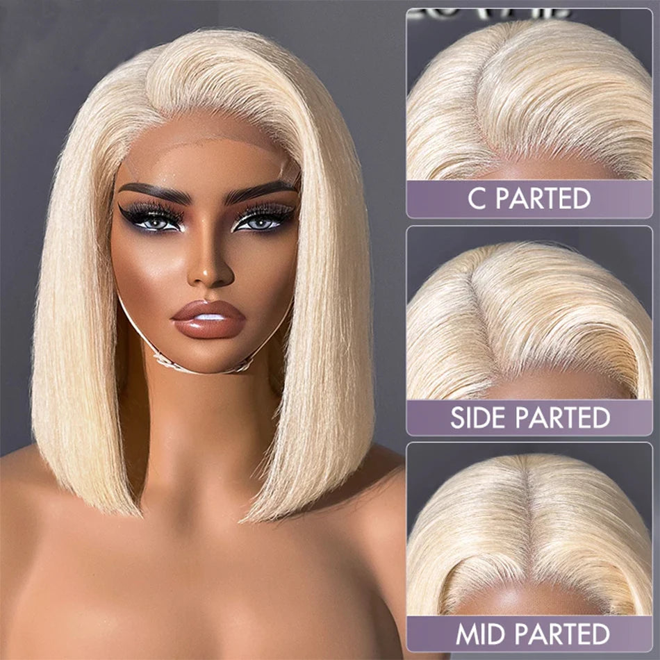 Ihomed Short Cut 613 Bob Wig Pre Plucked Bone Straight Blonde 613 Hd Lace Frontal Wigs 13x4 HD Lace Front Human Hair Wigs Glueless Wig