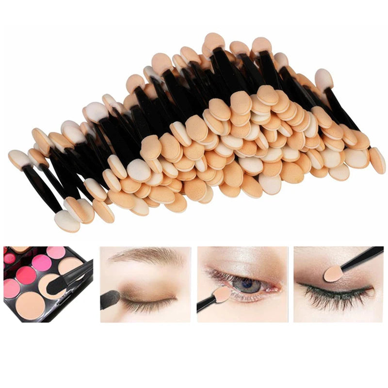 Ihomed 5/30/50/100pcs Disposable Eye Shadow Brushes Beauty Makeup Tool Reusable Dual Sided Sponge Stick Portable Applicator Accessories