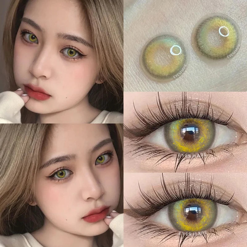 Ihomed New Lense 1 Pair Color Contact Lenses with Natural Eye Contact Lenses Blue Brown Green Lenses Pupils Beauty Color Lens