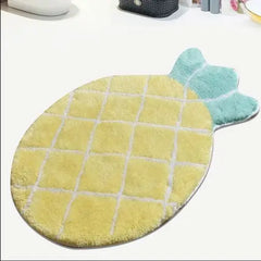 Ihomed Pineapple Fluffy Rugs for Living Room Trendy Bathroom Shaggy Rugs for Kids Room Aesthetic Rug for Bedroom Irregular Carpet Gifts