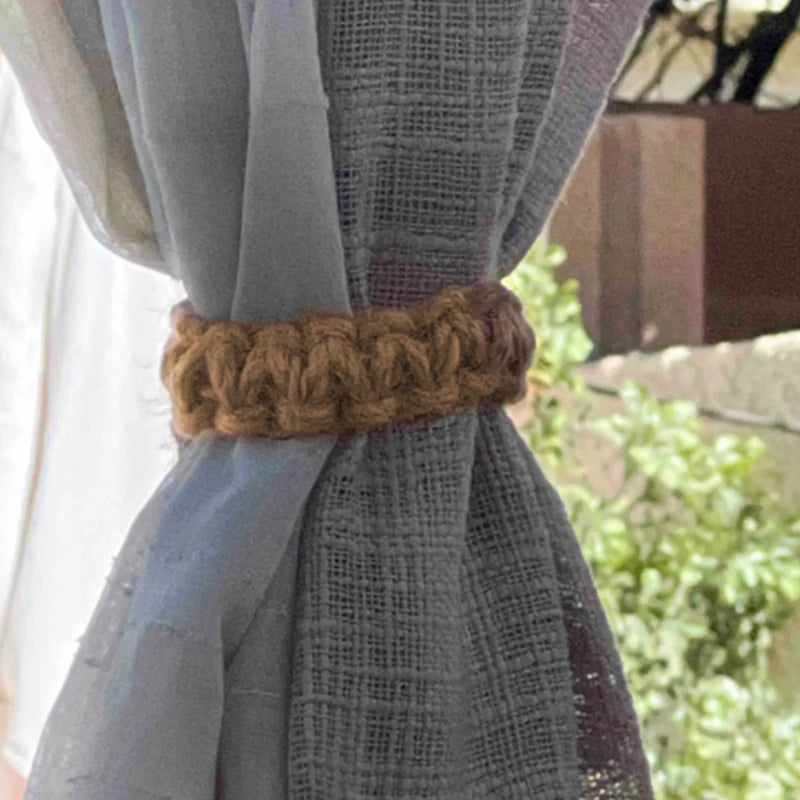 Ihomed 1PC Curtain Holder Retro Jute Curtain Tieback Twist Knotted Curtain Strap Buckle Holdback Home Decoration Accessories