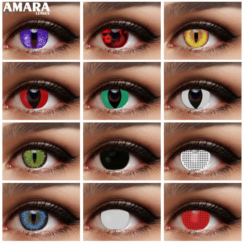 Ihomed 2pcs 1Pair Color Contact Lenses For Eyes Anime Cosplay Colored Lenses Red Crazy Halloween Lenses Contact Lens Beauty Makeup